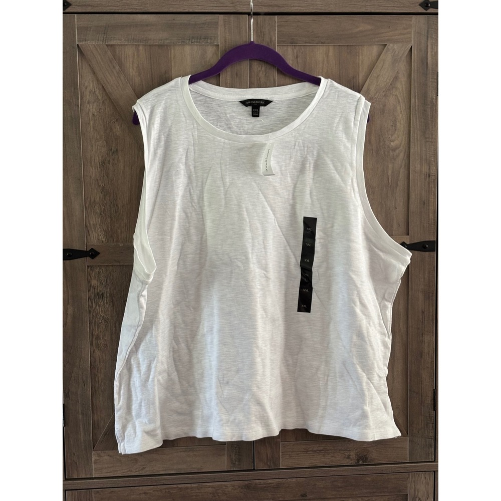 Banana Republic Factory Womens XXL White Slub Knit Muscle Tank Top NWT